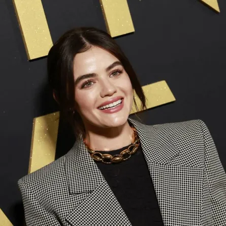 US actress Lucy Hale arrives for the “Elton John Live: Farewell from Dodger Stadium,” the last US performance by the British singer during his "Farewell Yellow Brick Road Tour," in Los Angeles on November 20, 2022. Michael Tran / AFP