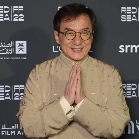 Actor Jackie Chan poses on the Red Carpet during the closing ceremony of the second edition of the Red Sea International Film Festival (RSIFF), in Jeddah, Saudi Arabia, on December 8, 2022. AMMAR ABD RABBO / Red Sea Film Festival