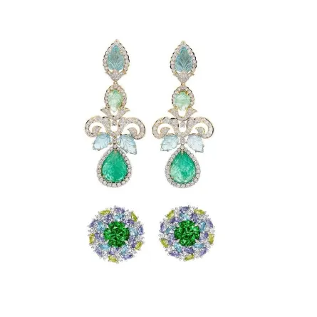 موديلات أقراط مرصعة بحجر الزبرجد الأخضر لإطلالة فاخرة في شتاء 2023