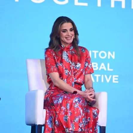Queen Rania Al-Abdullah speaks during the Clinton Global Initiative September 2022 Meeting at New York Hilton Midtown on September 20, 2022 in New York City. Noam Galai/Getty Images for Clinton Global Initiative/AFP 