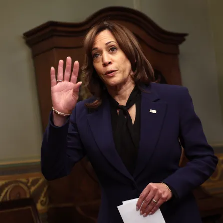 U.S. Vice President Kamala Harris at the Eisenhower Executive Office Building on January 09, 2023 in Washington, DC. Kevin Dietsch / GETTY IMAGES NORTH AMERICA / Getty Images via AFP