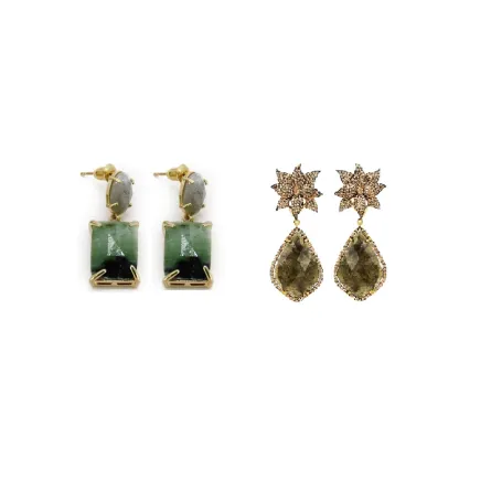 موديلات أقراط مرصعة باللابرادوريت للمسة نادرة