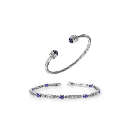 أساور مرصعة بحجر التنزانيت