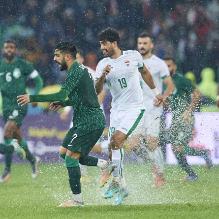 العراق تتقدم على السعودية بهدف خلال الشوط الأول من مباراة اليوم - الصورة من حساب خليجي 25 على تويتر