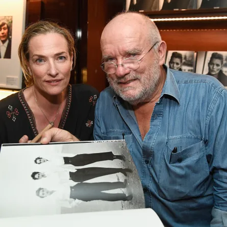 Photographer Peter Lindbergh and model Tatjana Patitz on September 20, 2016 in Los Angeles, California. Frazer Harrison/Getty Images/AFP Frazer Harrison / GETTY IMAGES NORTH AMERICA / Getty Images via AFP
