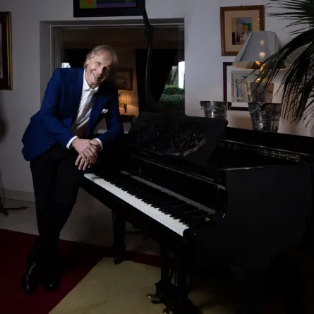 French pianist Richard Clayderman poses during a photo session in Neuilly-sur-Seine, near Paris, on January 28, 2022. JOEL SAGET / AFP