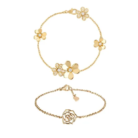 أساور ذهب راقية على شكل وردة لشتاء 2023