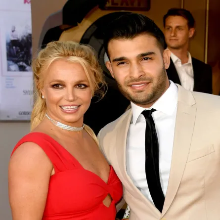 Britney Spears (L) and Sam Asghari arrive at the premiere of Sony Pictures' "One Upon A Time...In Hollywood" at the Chinese Theatre on July 22, 2019 in Hollywood, California. Kevin Winter/Getty Images/AFP KEVIN WINTER / GETTY IMAGES NORTH AMERICA / Getty Images via AFP