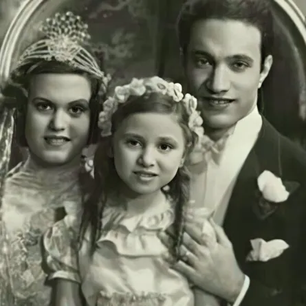 فاتن حمامة ومحمد عبد الوهاب وسميحة سميح من فيلم يوم سعيد - الصورة من مذكرات المخرج محمد كريم