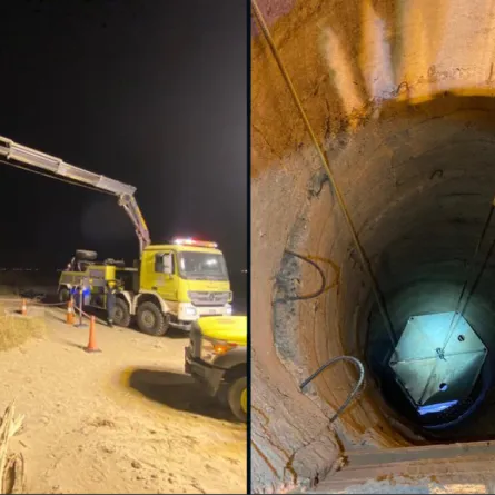  الدفاع المدني السعودي ينقذ حياة مواطن سقط في بئر بمحافظة بيشة - الصورة من حساب الدفاع المدني السعودي