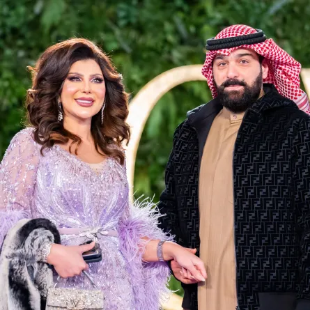 إلهام الفضالة برفقة زوجها شهاب جوهر -  صورة من المركز الإعلامي لمركز الرياض