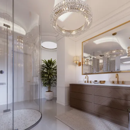 عناصر ومواد فخمة في ديكور الحمامات