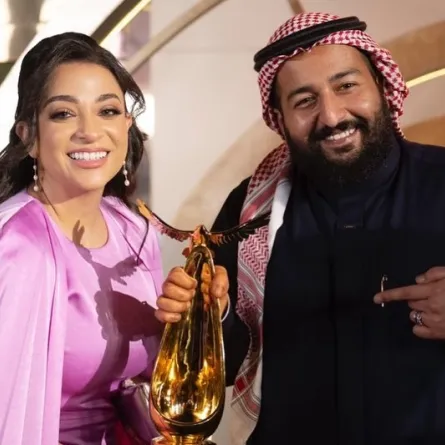 خيرية أبو لبن برفقة إبراهيم حجاج - في حفل صورة من صفحتها على انستغرام