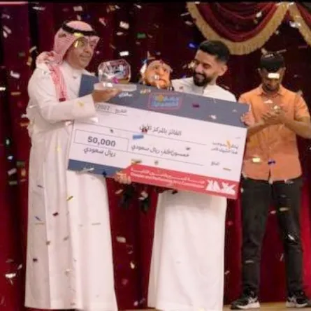 زياد صالح أثناء فوزه بمسابقة "الكوميديا 2 "- الصورة من حسابه على الانستجرام 