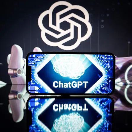 This picture taken on January 23, 2023 in Toulouse, southwestern France, shows screens displaying the logos of OpenAI and ChatGPT. ChatGPT is a conversational artificial intelligence software application developed by OpenAI. Lionel BONAVENTURE / AFP