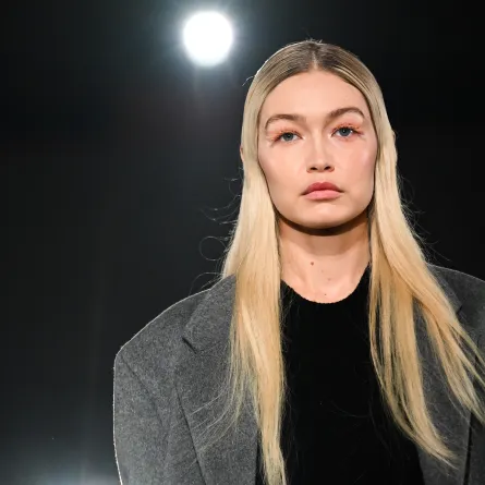 Gigi Hadid presents a creation for Prada on February 23, 2023 during the Fall-Winter 2023-2024 Women's Collections as part of the Fashion Week in Milan. Marco BERTORELLO / AFP