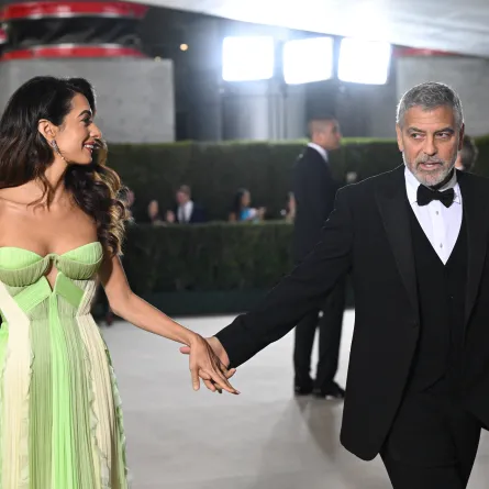 Lebanese-British barrister Amal Clooney (L) and US actor George Clooney arrive for the premiere of "Ticket to Paradise" at the Regency Village Theatre in Westwood, California, on October 17, 2022. Michael Tran / AFP