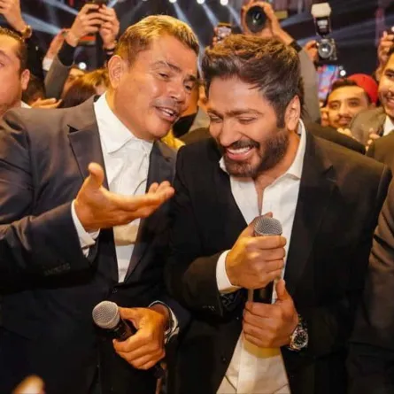 عمرو دياب وتامر حسني من حفل زفاف أحمد عصام - الصورة من المكتب الإعلامي لتامر حسني