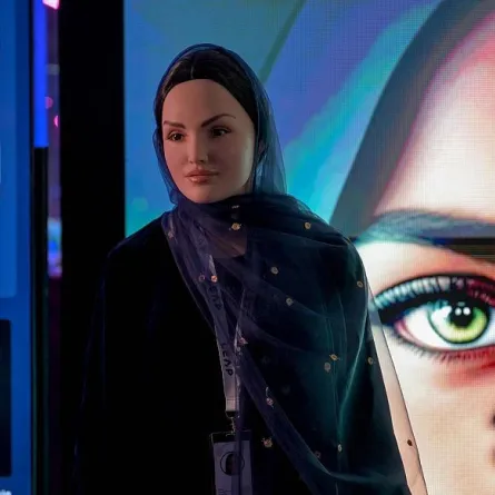 سارة أول روبوت سعودي يشارك في مؤتمر ليب23 - الصورة من واس