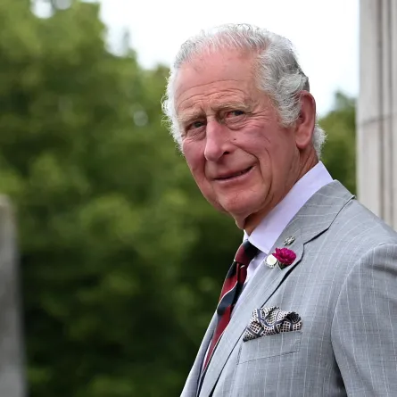 Britain's Prince Charles, Prince of Wales watches a parade by members of the 1st The Queen's Dragoon Guards at City Hall in Cardiff on July 5, 2022. Ashley Crowden / AFP / POOL