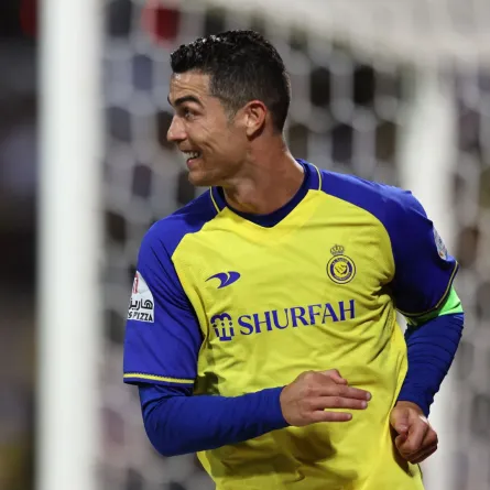 Cristiano Ronaldo at the King Abdulaziz Stadium in Mecca on February 9, 2023. AFP