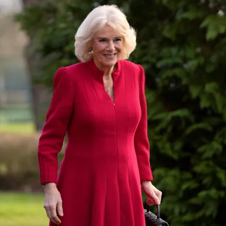 Camilla arrives to visit Lille Barracks in Aldershot, southern England on January 31, 2023. Alastair Grant / POOL / AFP