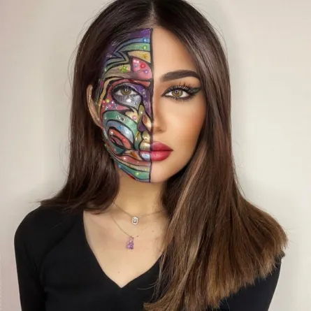 مكياج جريء بمثابة لوحة فنية - الصورة من حساب جوري قطان على الانستقرام