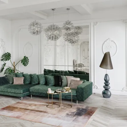  ديكورات المرايا في الصالة الفخمة