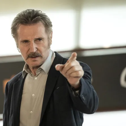 Liam Neeson poses during a photocall of the film "Marlowe" during the 70th San Sebastian International Film Festival in the northern Spanish Basque city of San Sebastian on September 24, 2022. ANDER GILLENEA / AFP
