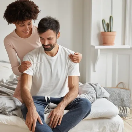 صورة لزوجين ونتيجة اختبار الحمل