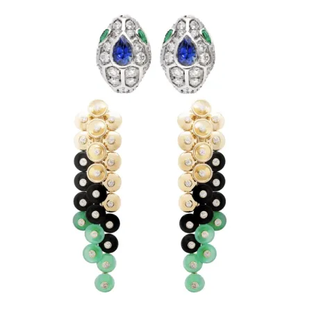 موديلات أقراط بثلاثة أحجار كريمة