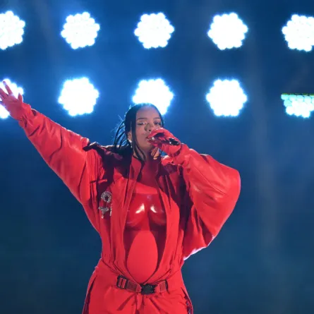 Rihanna performs during the halftime show of Super Bowl LVII between the Kansas City Chiefs and the Philadelphia Eagles at State Farm Stadium in Glendale, Arizona.  February 23, 2023 ANGELA WEISS / AFP