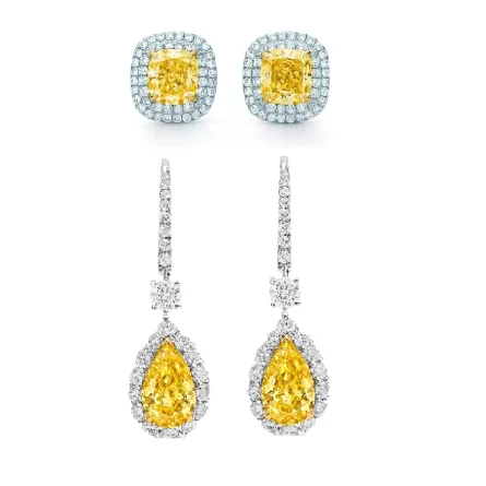 أقراط مرصعة بالألماس الأصفر والأبيض 2023