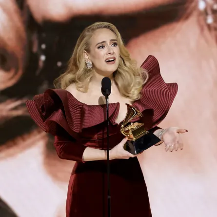 Adele accepts the Best Pop Solo Performance award for “Easy On Me” onstage during the 65th GRAMMY Awards at Crypto.com Arena on February 05, 2023 in Los Angeles, California. Kevin Winter/Getty Images for The Recording Academy/AFP