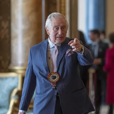King Charles III gestures as he hosts a reception in support of action on global biodiversity at Buckingham Palace in London on February 17, 2023. Kin Cheung / POOL / AFP