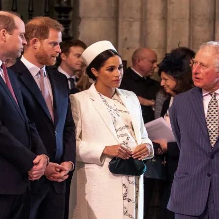 Meghan withking Charles, Prince William and Prince Harry at Westminster Abbey in London on March 11, 2019. Richard Pohle / POOL / AFP