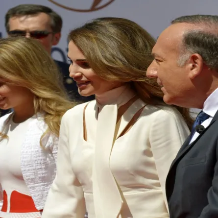 Princess Iman and Queen Rania on August 26, 2015 in Jouy-en-Josas, near Paris. AFP PHOTO / ERIC PIERMONT