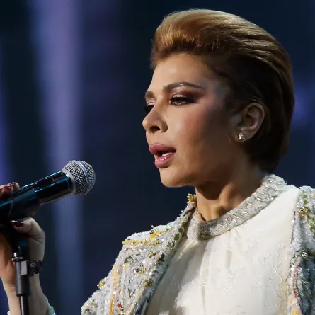  Assala Nasri performs during the annual 'Hala February festival' in Kuwait City on March 17, 2022. YASSER AL-ZAYYAT / AFP