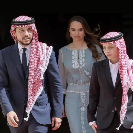 Prince Hussein, his sister Princess Salma and younger brother Prince Hashem in Amman on May 25, 2019. Khalil MAZRAAWI / AFP