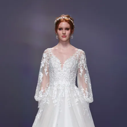 موديلات فساتين زفاف بأكمام شيفون وشفافة ربيع 2023 من ديميتريوس Demetrios