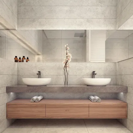 المبالغة في توزيع الاكسسوارات غير محبذة في حمام الضيوف