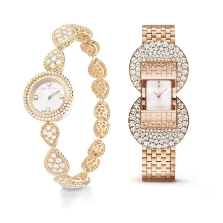 موديلات ساعات ذهبية مرصعة بالالماس لرمضان 2023