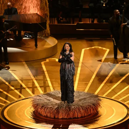 Rihanna performs "Lift Me Up" from "Black Panther: Wakanda Forever," onstage during the 95th Annual Academy Awards at the Dolby Theatre in Hollywood, California on March 12, 2023. Patrick T. Fallon / AFP