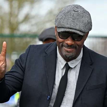 Idris Elba arrives to attend on the final day of the Cheltenham Festival at Cheltenham Racecourse, in Cheltenham, western England on March 17, 2023. Glyn KIRK / AFP
