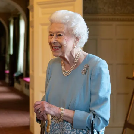 Queen Elizabeth II in the Ballroom of Sandringham House, the Queen's Norfolk residence on February 5, 2022. Joe Giddens / POOL / AFP