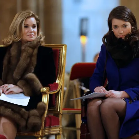 Grand-Duchess Maria Teresa, and Princess Alexandra on February 2, 2013 in Paris. AFP PHOTO / FRANCOIS GUILLOT