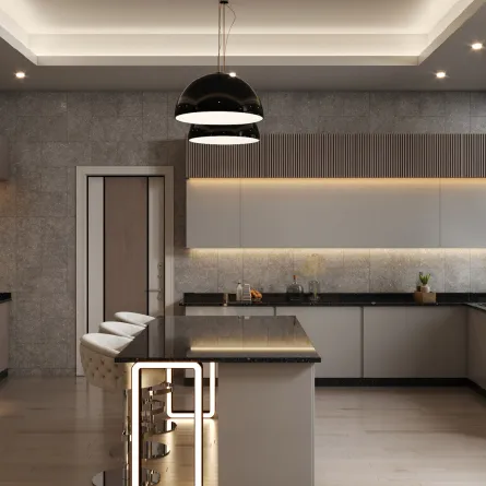 تصاميم مطابخ 2023 ألوان حيادية بلمسات زاهية