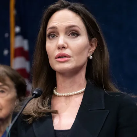 Angelina Jolie on Capitol Hill in Washington, DC, on February 9, 2022. SAUL LOEB / AFP
