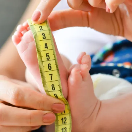 صورة لأم تحصل على قياسات نمو لرضيعها