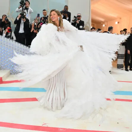 Gisele Bundchen arrives for the 2023 Met Gala at the Metropolitan Museum of Art on May 1, 2023, in New York.. The Gala's 2023 theme is “Karl Lagerfeld: A Line of Beauty.” ANGELA WEISS / AFP